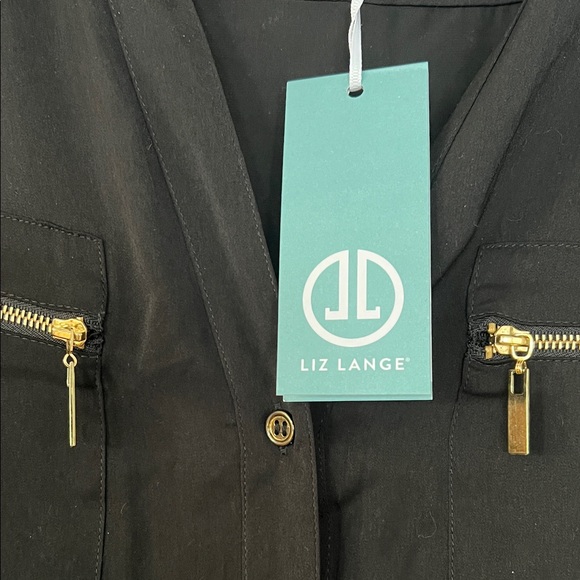 Liz Lange Black Button-Down Shirt with Gold Buttons - Picture 3 of 4